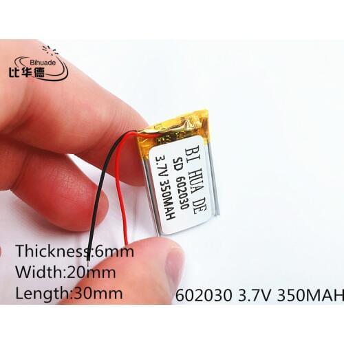 Li-po 602030 350 mah 3.7V lithium-ion polymer battery quality goods quality of CE FCC ROHS certification authority