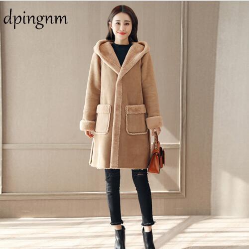 Fur Coat 2018 Winter Coat Women Lambswool Fur Jacket Mink Fur Pocket PU Lining Korean Elegant Long White Women Tops Z2541