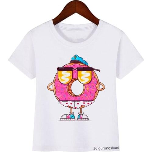 Fashion boys t-shirts cute donut dessert cartoon print baby tshirt summer aesthetic girls t shirts cute kids clothes tees tops