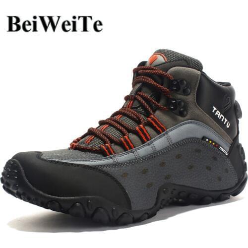 2019 Spring Mens Hiking Shoes Waterproof Genuine Leather Big Size Male Sneakers Outdoor Tourism Climbing Trekking Hunting Boots