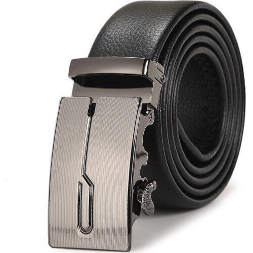 Peikong Brand Fashion Automatic Buckle Black Genuine Leather reversible russian Belt man high quality Belts for Men 3.5cm Width