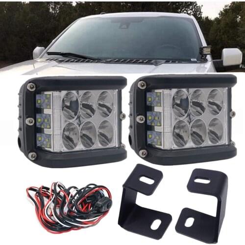 Car Front A-pillar Hood Hinges 45W LED Work Lights With Mount Brackets For Ford F150 Raptor 2017-2019 ＆ F-150 2015-2019