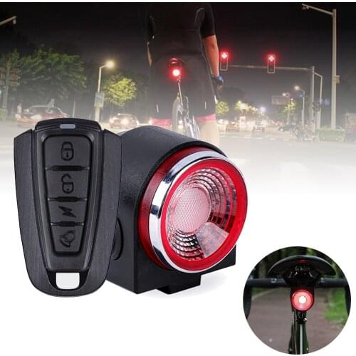 Rechargeable Rear Bicycle Light Brake Bike Tail Lamp Anti Lost Wireless Remote Control Cycling Taillight Anti-theft Alarm Bell