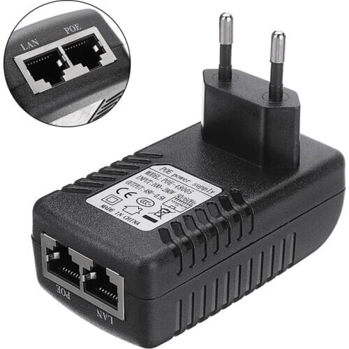 Pohiks 1pc Professional Wall EU Plug POE Injector DC 48V 0.5A Ethernet Adapter For IP Phone Camera Power Supply