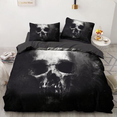 3D Skull Bedding Sets Duvet Quilt Cover Set Comforter Bed Linen Pillowcase King Queen Full Double Home Texitle