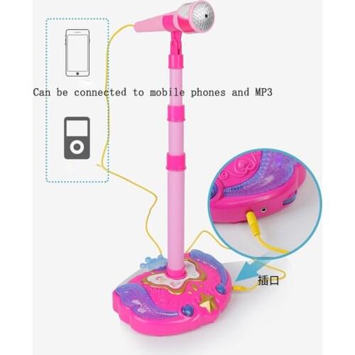 Hot Sale Kids Girls Karaoke Adjustable Stand Microphone Music Microphone Toy Musical Instrument with Light Effect Christmas Gift