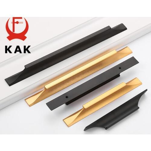 KAK American Style Black Cabinet Handles Gold Solid Aluminum Alloy Kitchen Cupboard Pulls Drawer Knobs Furniture Handle Hardware