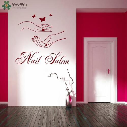 Nails Salon Vinyl Wall Sticker Beauty Manicure Butterflies On The Wall Decal Bedroom Salon wall Decor Room Decoration JM13