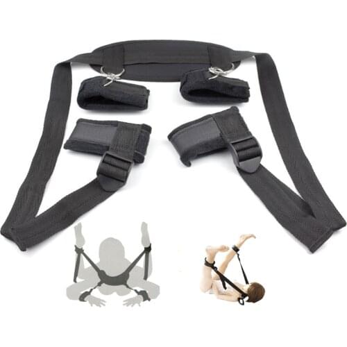 Adult Game BDSM Restrains Bondage Sex Kit Handcuffs and Ankle Cuffs Bondage Strap Erotic Toys Kinky Gadget Sex Toys For SM
