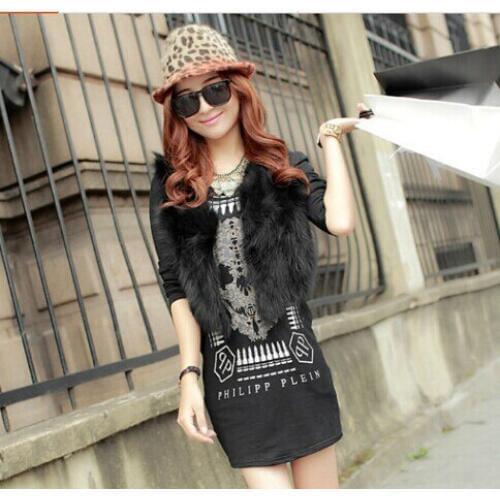 2016 Raccoon fur vest Cardigan Knitting lady Cape Poncho shawl wraps #3624