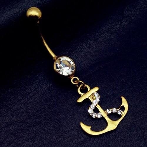 2019 new arrivals luxury dangling Belly Ring Dangle Navel Bar Gold Dangle Body Jewelry Piercing