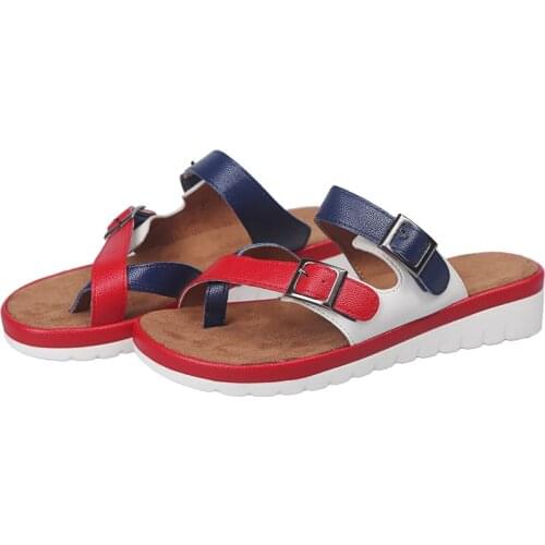 2021 New Summer Beach Cork Slippers Casual Double Buckle Clogs Slides Women Slip on Flip Flop Shoe Plus Size
