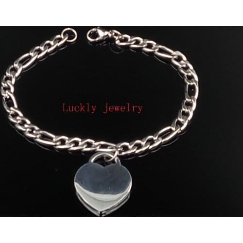 In bulk 5pcs Stainless Steel figaro NK Curb Chain Link Bracelet For Women Women 6mm 8 inch