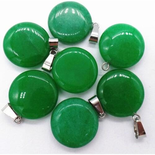50Pcs 20x6mm Wholesale Green Malay Jade Round Pendant Bead DIY Earrings Handmade Jewelry Accessories S643