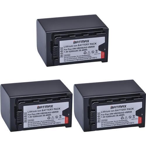 3Pcs VW-VBD58 VBD29 VBD58 VBD78 Battery for Panasonic AJ-HPX260MC,HPX265MC,PX270,PX280MC,PX285MC,PX298,AG-FC100,DVX200,HC-X1000