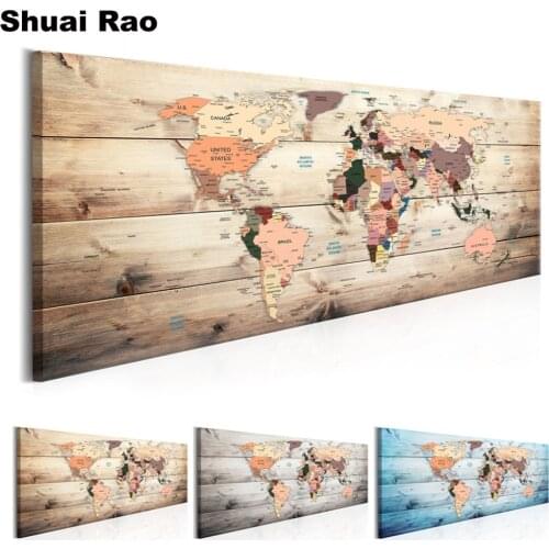 Full Square round drill Diamond painting world map Landspace Diamond embroidery Cross stitch resin large size office wall decor