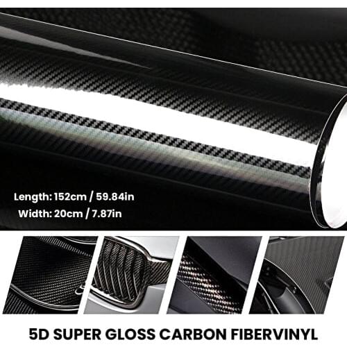 Car Styling 200cm*50cm Glossy Black 5D Carbon Fiber Vinyl film With Air Free Bubble Auto Accessories Tuning Part Car Sticker