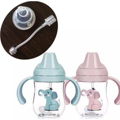 260ML Children Learn Drinking Water Straw Handle Bottle Baby Cup Cute Training Drink School Food Milk Bottles