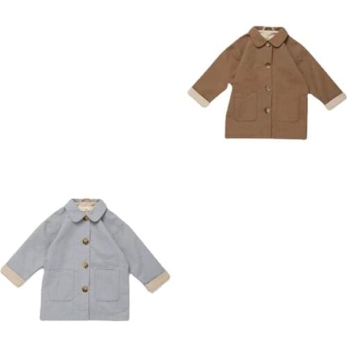 In Stock2021kid Jacket Autumn and Winter New KS Childrens Trench Temperament Thin Windbreaker Long Coat Tone Coat