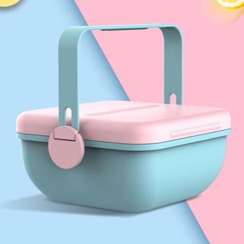 Two Layer Lunch Box Color Block Heat Insulated Bento Picnic school Lunch Storage Box Food Container