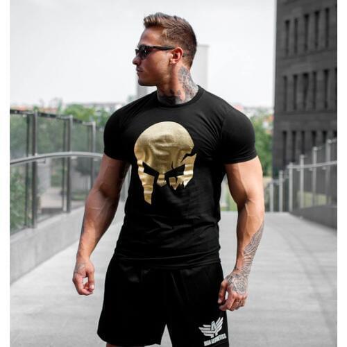 Men Fashion t shirt 2019 NEW Spring summer Slim shirts male Tops Leisure Bodybuilding Short Sleeve Personality Tees clothing