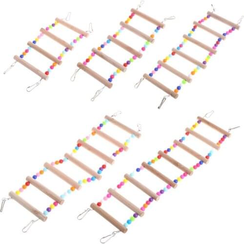 Parrot Toys Bird Swing Climbing Hanging Ladder Bridge Wooden Parrot Hamster Climbing Ladder Swing Play Toys Bird Chewing Toy