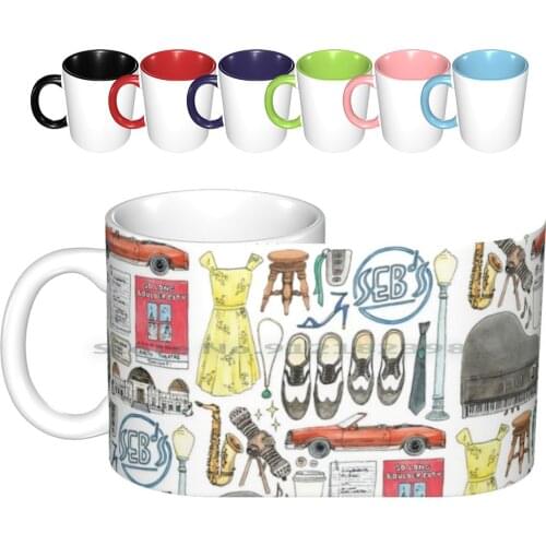 La La Land Illustration Jazz Saxophone Music Musical Ceramic Mugs Coffee Cups Milk Tea Mug La La Land Music Musical Sketch Flat