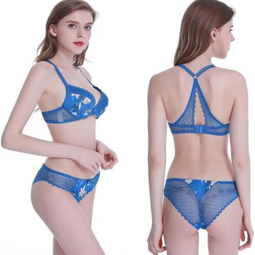 Print Silk Lace Flower Printed Push Up Sexy Bra Set Lingerie Women Cute Underwear Set Lingeries Sets Female Bra BCDE Cup