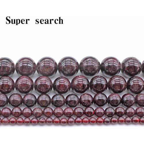 Natural Stone Dark Red Garnet Round Loose Beads 15" Strand 4 6 8 10 12 MM Pick Size For Jewelry Making