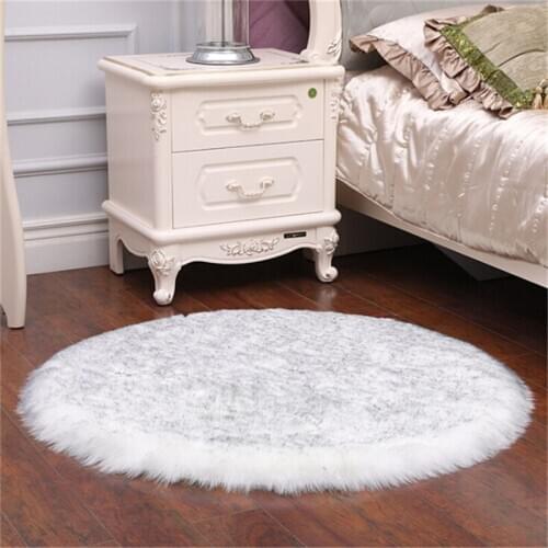 Round Soft Artificial Sheepskin Rug Chair Cover Bedroom Mat Artificial Wool Warm Hairy Carpet Seat Textil Fur Area Rugs