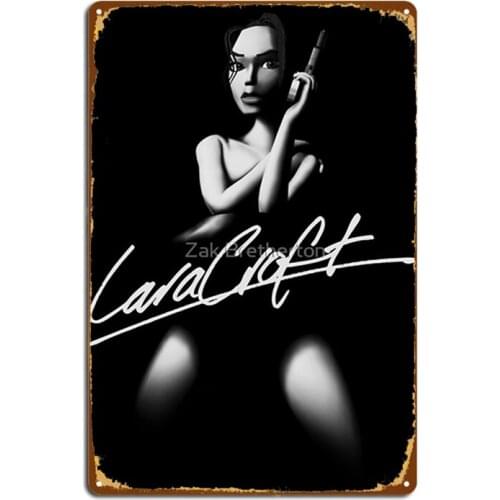 Lara Croft Signiture Metal Signs Wall Mural Cave pub Printing Plates Tin sign Posters