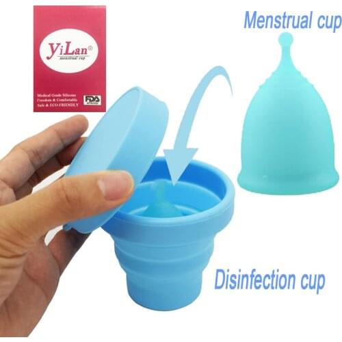 Medical Silicone Menstrual Cup Ladies Cup Feminine Hygiene Reusable Menstrual Collector Washing Brush Sterilizing Cup & Women