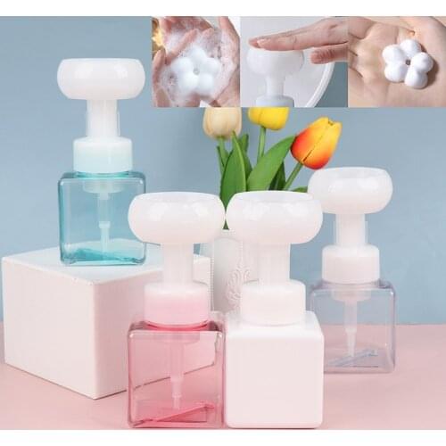 250ml Empty Lotions Refillable Bottle Liquid Distributor Shower Foam Pump Bottle Liquid Soap Dispenser Flower Shape Foaming Pump