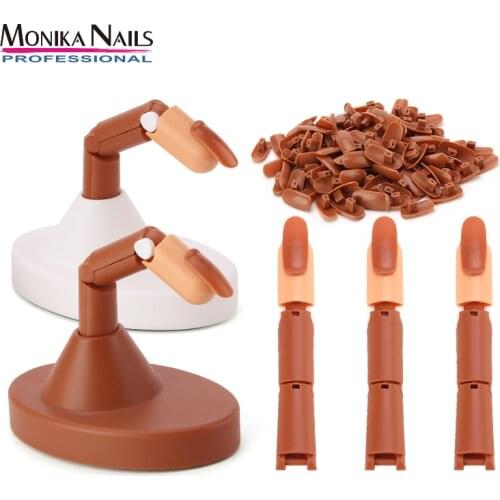 Fake Finger Nail For Practice Hands Adjustable Training Hand Model With 100 pcs Nail Tips Flexible Movable Salon Manicure Tools