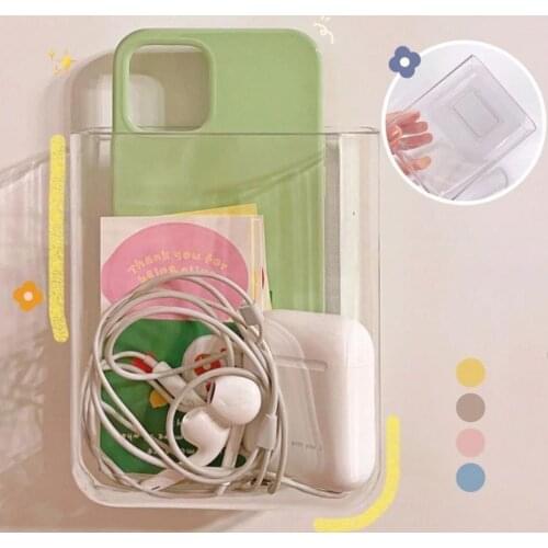 Wall-mounted Wall Shelf Punch-free Debris Storage Box Transparent Plastic Hangable Storage Box Bathroom Storage Rack Wall Shelf