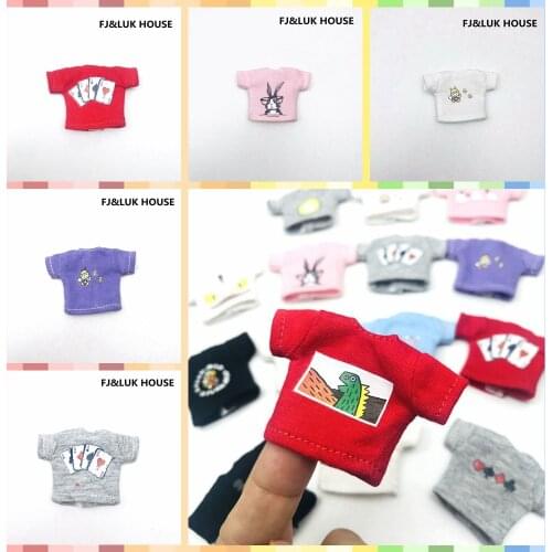 New 1PCS OB11 Clothes Fashion Short T-shirt Cute Cartoon Printed T-shirt for ob11,obitsu11,molly,1/12 bjd Dolls Accessories