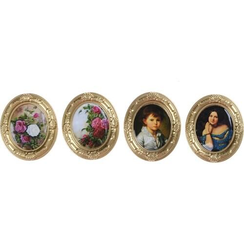 Novelty Funny Gifts Baby Kids Toy 1:12 doll house Miniature Framed Wall Painting Doll HouseHome Decor Room Items