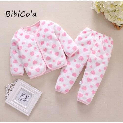 Babys clothes babys autumn clothes mens and womens coral velvet two piece set newborn clothes warm pajamas spring and autumn