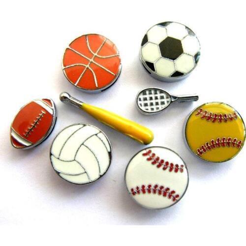 American football Softball Baseball Basketball Soccer 10pcs Internal Dia.8mm slide Charms Fit 8mm Pet Collars wristbands