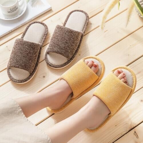 Simple Women Indoor Slippers Women And Men Couple Comfortable Slipper Cotton Bedroom Ladies Shoes Women Hemp Slippers