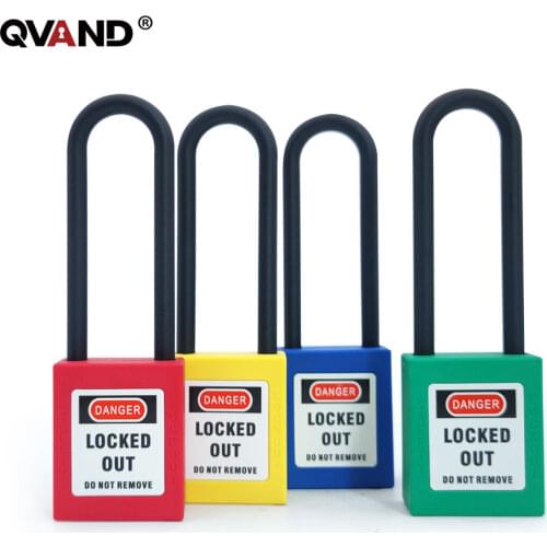 QVAND 76mm Insulated Nylon LOTO Safety Padlock With Master Keyed Custom Laser Coding And Label For Industrial Lockout Tagout