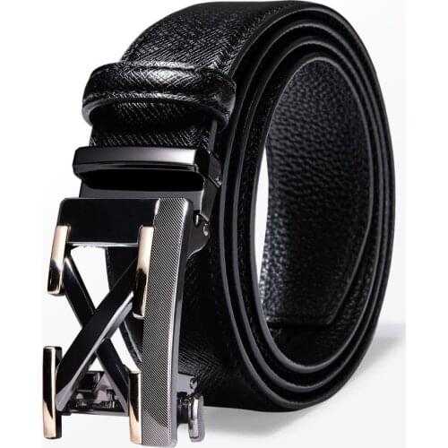 X Letter Fashion Belt Men Top Quality Genuine Luxury Leather Belt For Men Black Strap Male Metal Automatic Buckle Barry.Wang