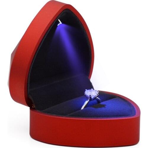 Luxury Plush Heart Ring Organizer Showcase Displays Travel Storage Light Jewelry Gift Boxes For Wedding Birthday Wholesale
