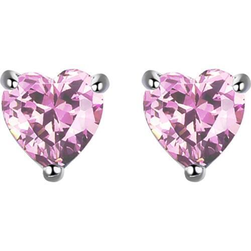 4 Colors Tiny Stud Earrings for Girls Kids Children Jewelry Lovely White Pink Red Cubic Zirconia Heart Earring Birthday Gift