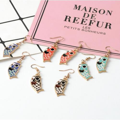 4 color Koi Fish Earrings Personalised Good Luck Charm Koi Jewelry Japanese Koi Goldfish Jewelry Beach Ocean Accessory