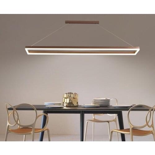 Nordic modern minimalist office long strip chandelier front bar counter dining room LED hanging lamps