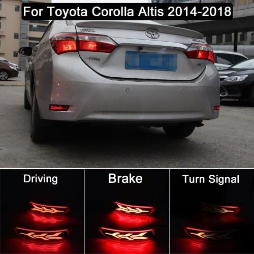 LED Rear Bumper Reflector Lamp Tail Warning Light Braking Light Turn Signal Lights For Toyota Corolla Altis 2014-2018