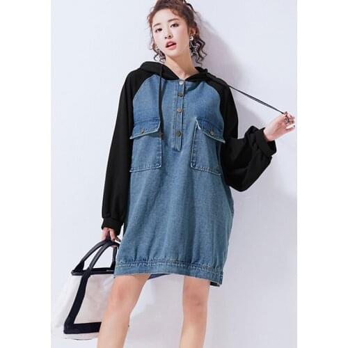 Sweatshirt with a hood hoodies for women 2018 denim jeans sweatshirt harajuku kawaii pulovers female sweatshirt FF1404 L