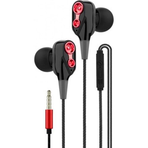 R17 Universal 3.5mm Plug Dual Dynamic Wired Headset Heavy Bass HiFi In-Ear Earphone With Mic For Samsung Huawei Xiaomi