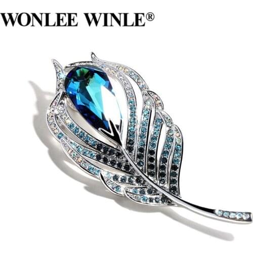 Wonlee Winle TOP Quality Austria Crystal Leaf Brooches for Women Fashion Jewelry
